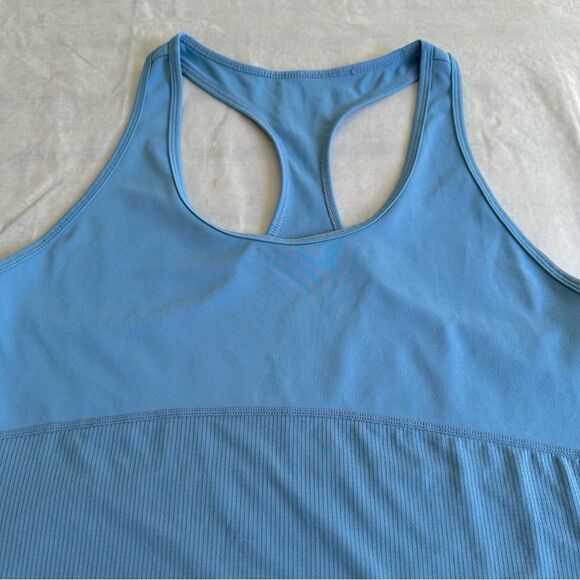 FABLETICS Blue Ribbed Gathered Side Racerback Tank - Picture 2 of 7